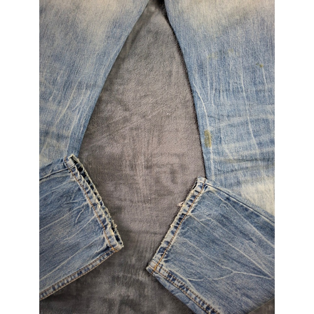 American Eagle Slim Straight Destroyed Light Wash Patched Jeans 29x32 3446-953 - Picture 13 of 16